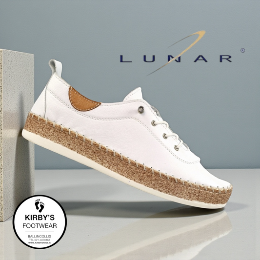 Lunar Evie white leather plimsole