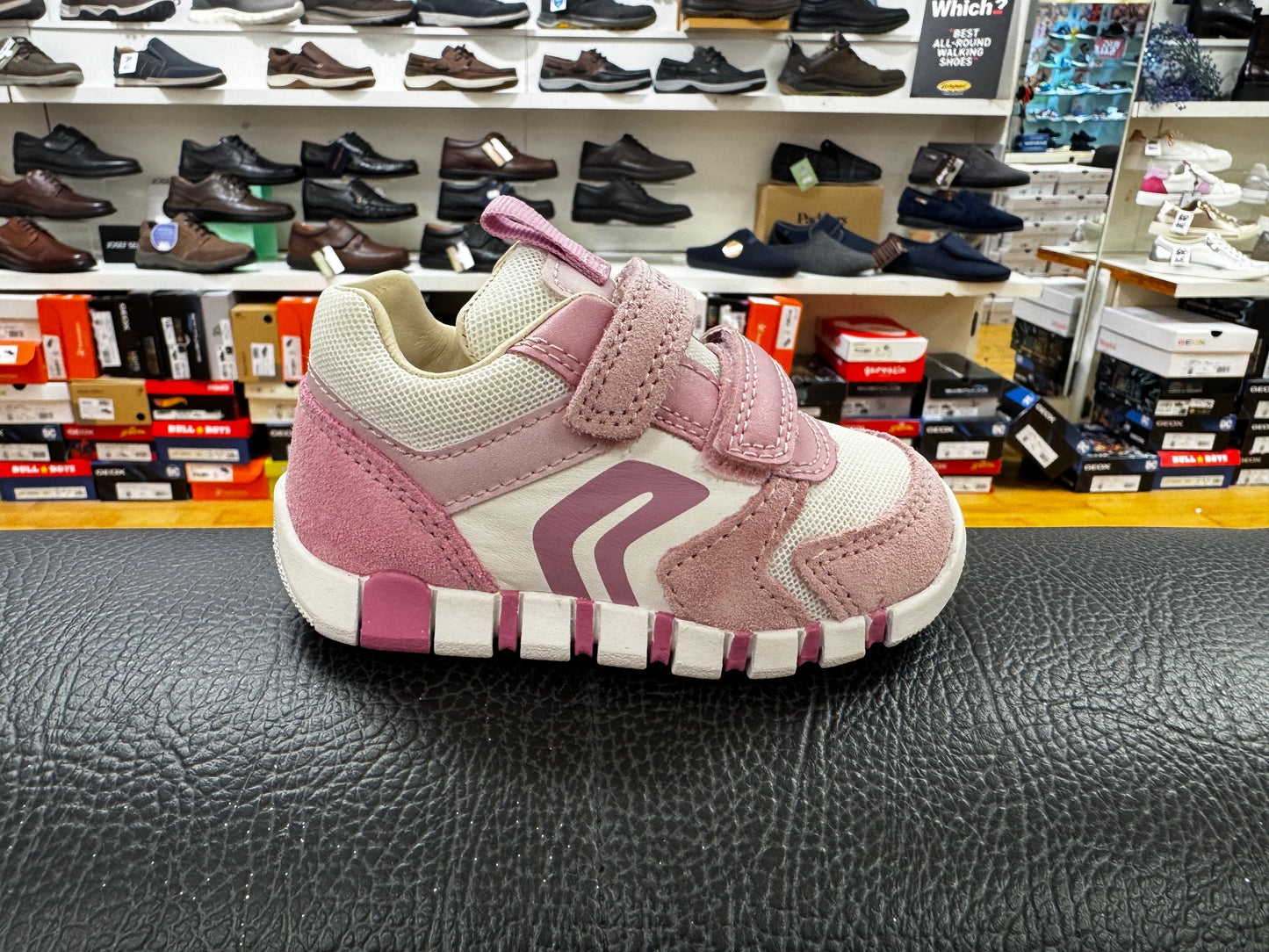 Geox Iupidoo velcro pink white - Kirbys Footwear Ltd