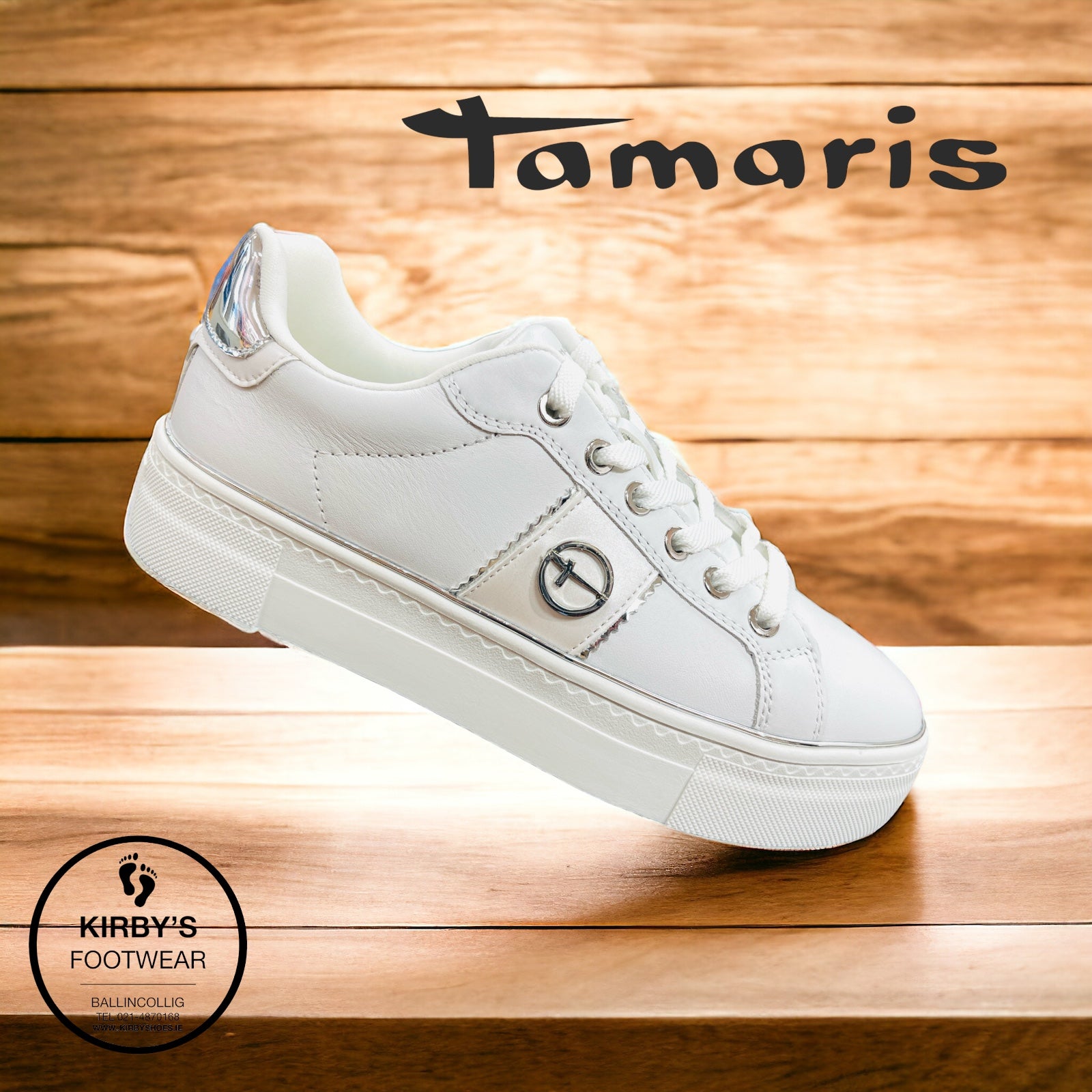 Tamaris trainer white silver 23724 Kirbys Footwear Ltd