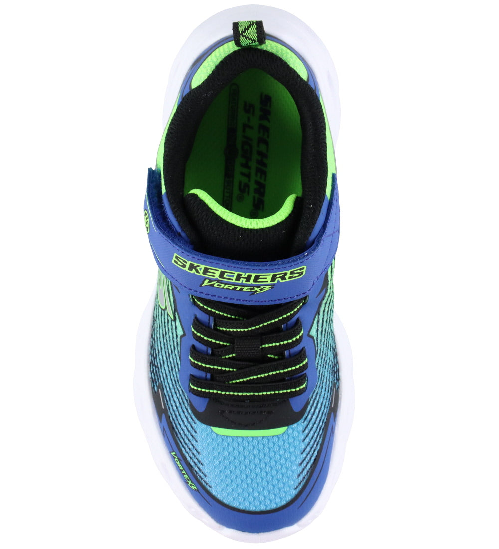 Skechers Vortex 3.0 blue lime lights - Kirbys Footwear Ltd