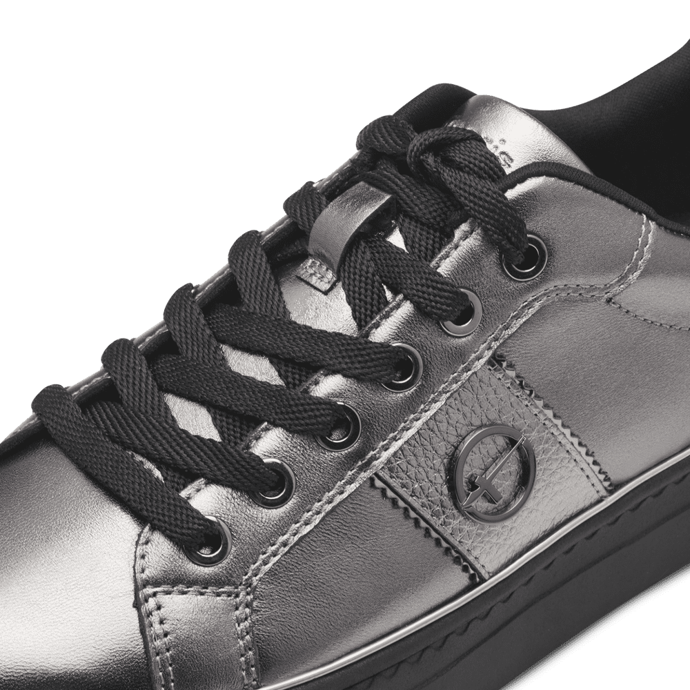 Tamaris lace trainer pewter 23313