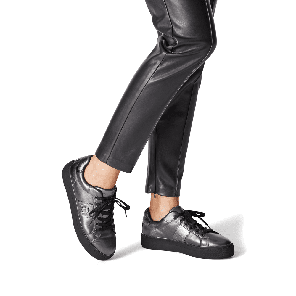Tamaris lace trainer pewter 23313