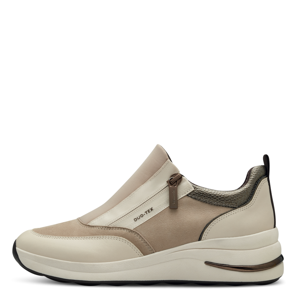 Tamaris beige zip trainer waterproof 83713