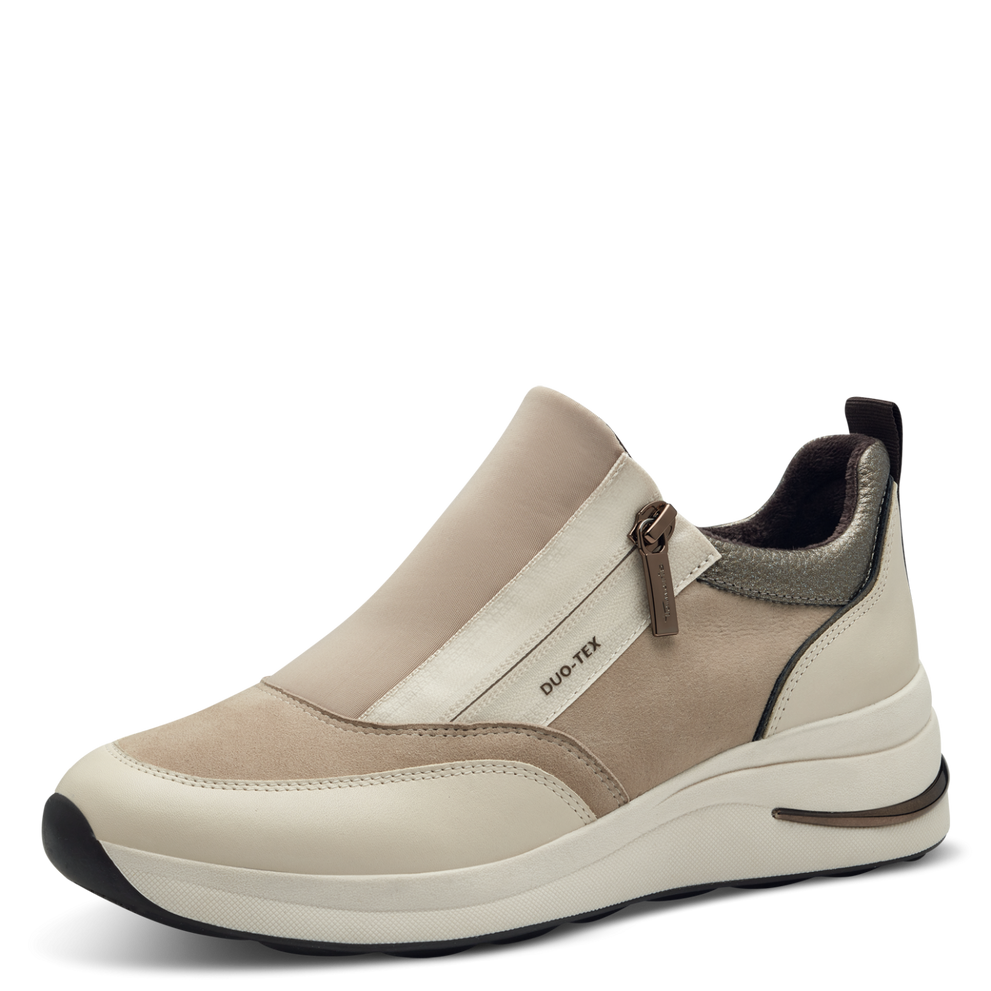 Tamaris beige zip trainer waterproof 83713