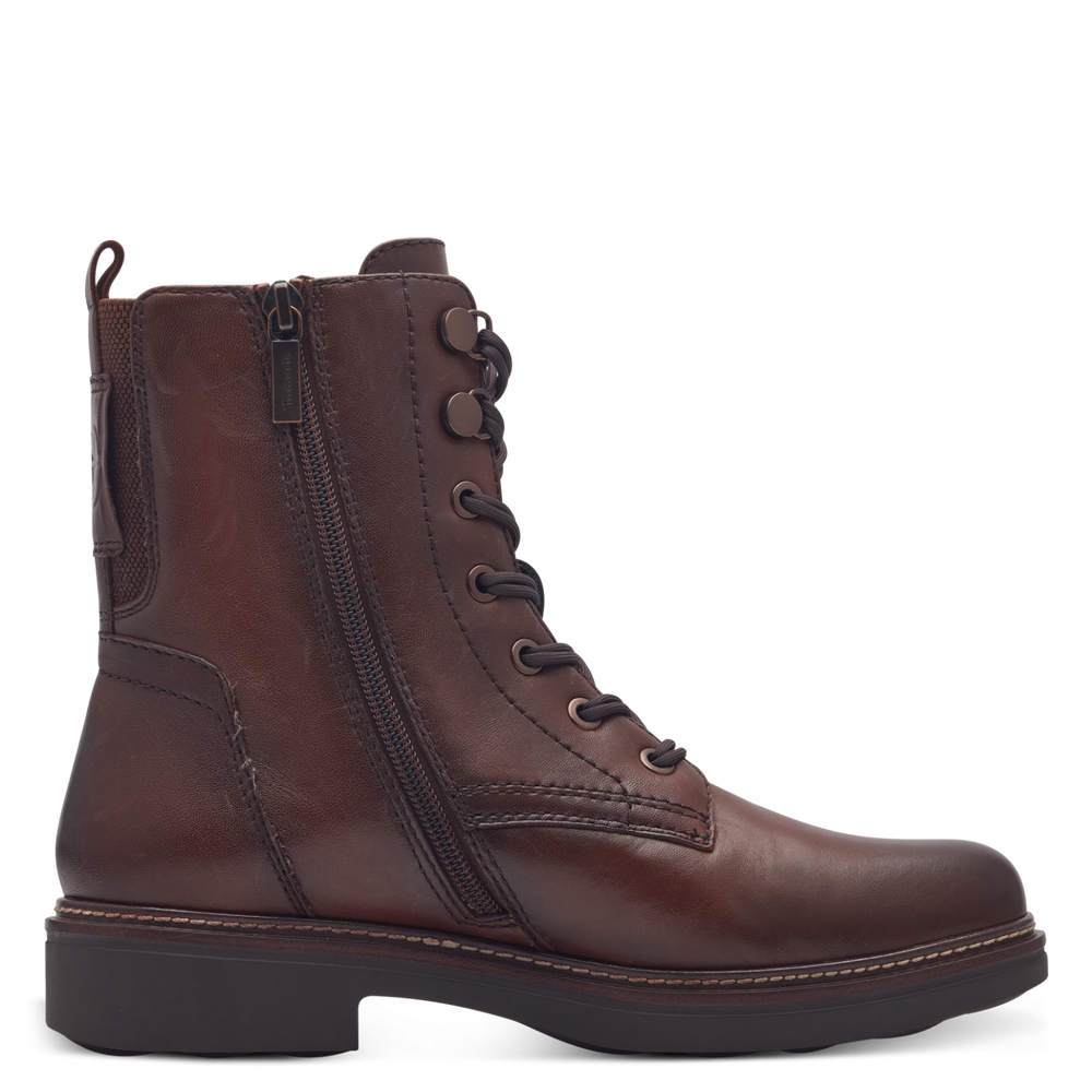 Tamaris chestnut leather boot 85107 - easy stretch