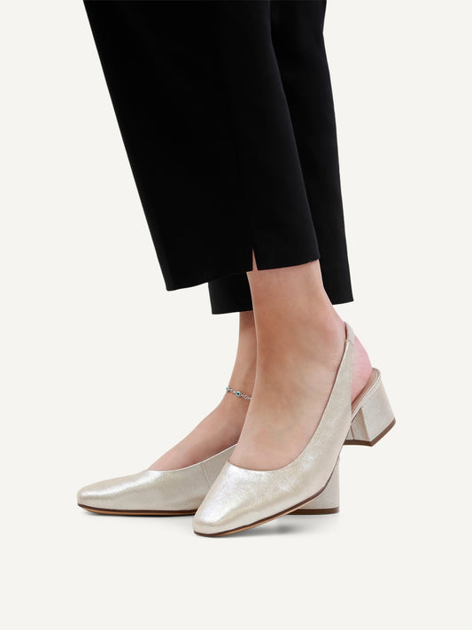 Caprice sling back - taupe metallic 29500 - Kirbys Footwear Ltd