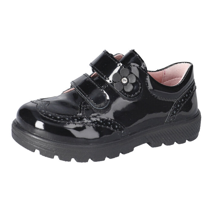 Ricosta Avery black patent velcro – angle view