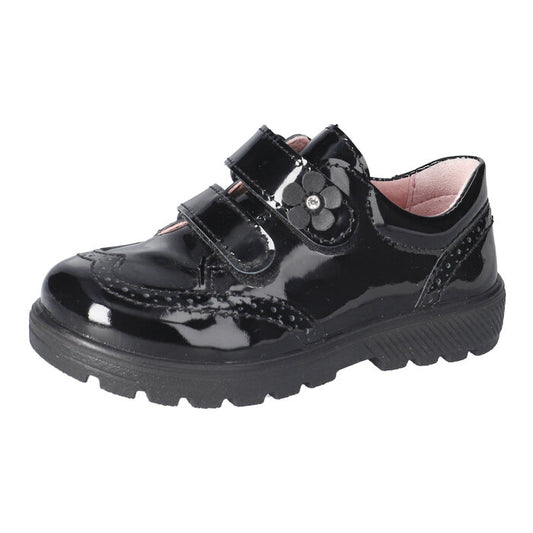 Ricosta Avery black patent velcro – angle view