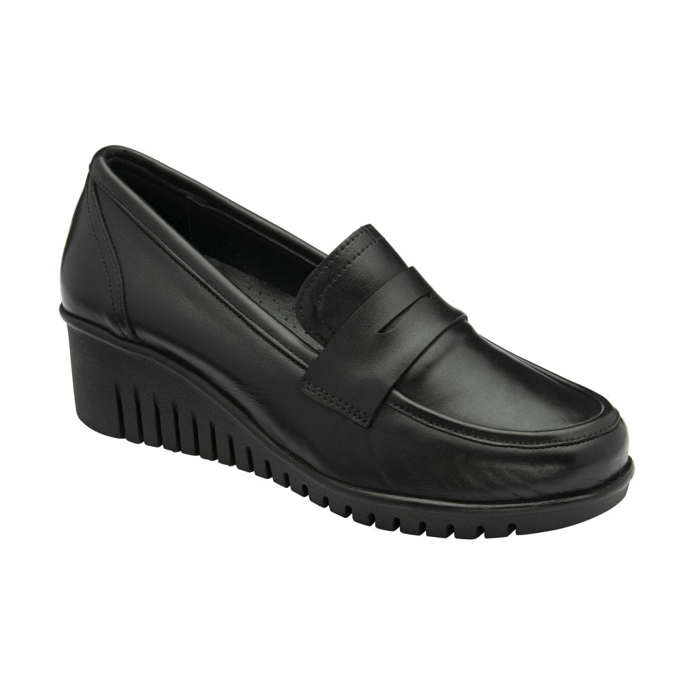 Lotus Detroit black leather loafer