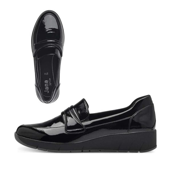 Jana black patent slip on 24666 - Kirbys Footwear Ltd