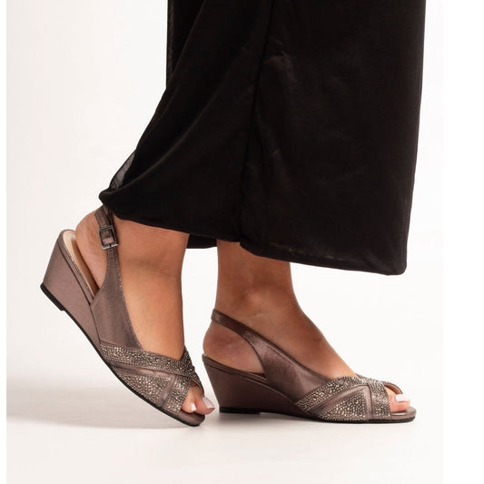 Lunar Emmerline wedge sandal - pewter - Kirbys Footwear Ltd