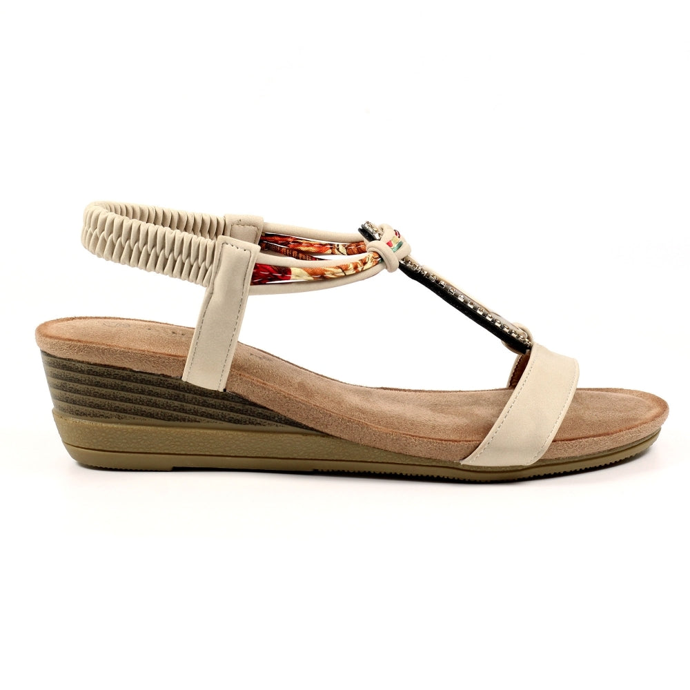 Lunar Genoa wedge sandal beige