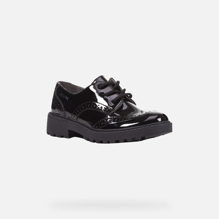 Geox Casey black patent lace