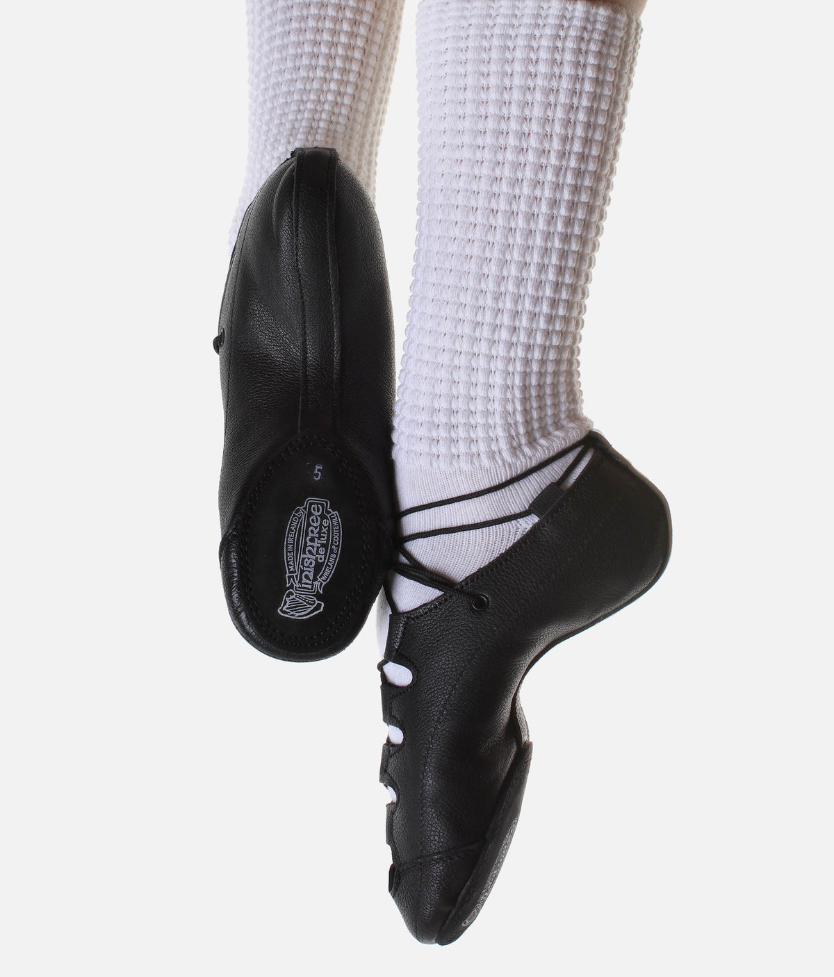 Inishfree Aoife black leather Irish dancing pumps