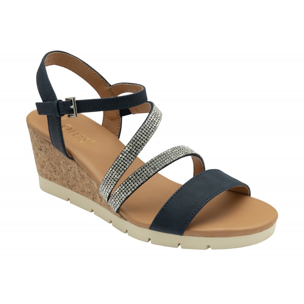 Lous Goldie wedge sandal - navy