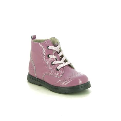 Ricosta Jemmy boot pink patent lace with zip - Kirbys Footwear Ltd