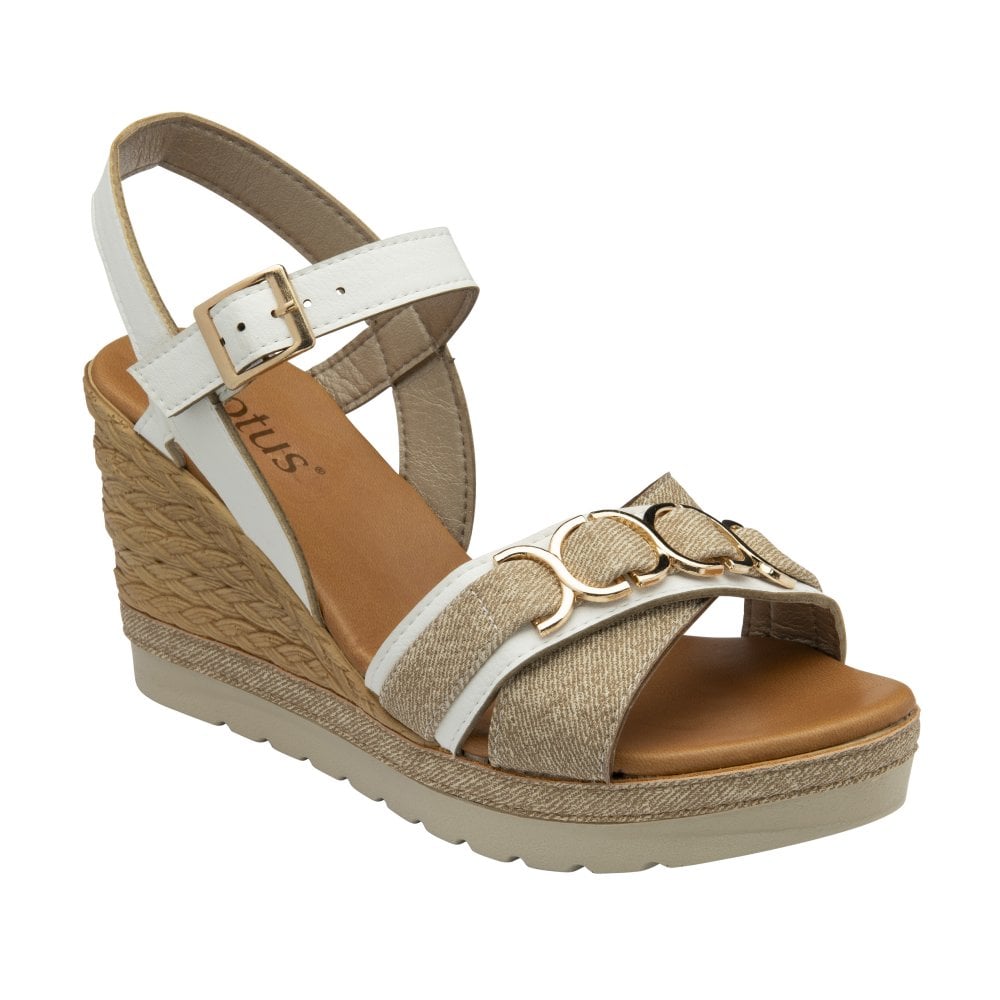 Lotus Solena wedge sandal - White