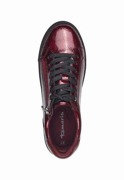 Tamaris lace trainer Bordeaux patent 23313