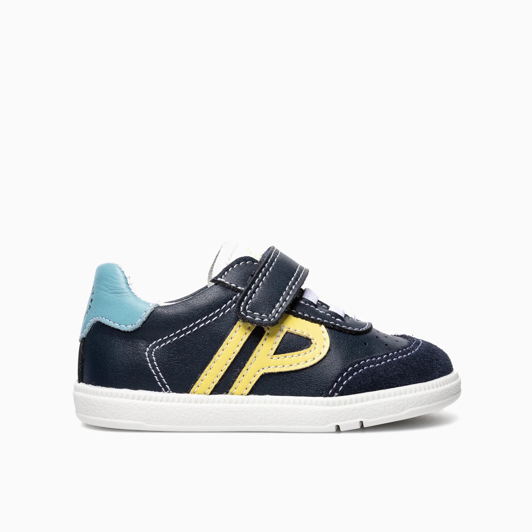 Pablosky velcro trainer navy yellow  - 070420 - Kirbys Footwear Ltd