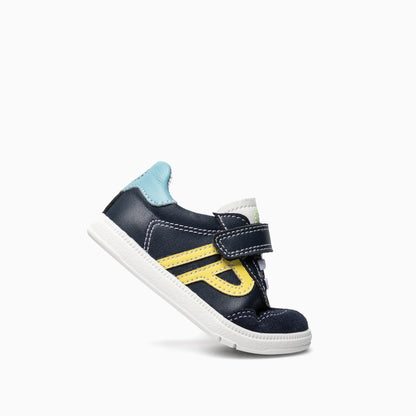 Pablosky velcro trainer navy yellow  - 070420 - Kirbys Footwear Ltd