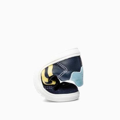 Pablosky velcro trainer navy yellow  - 070420 - Kirbys Footwear Ltd
