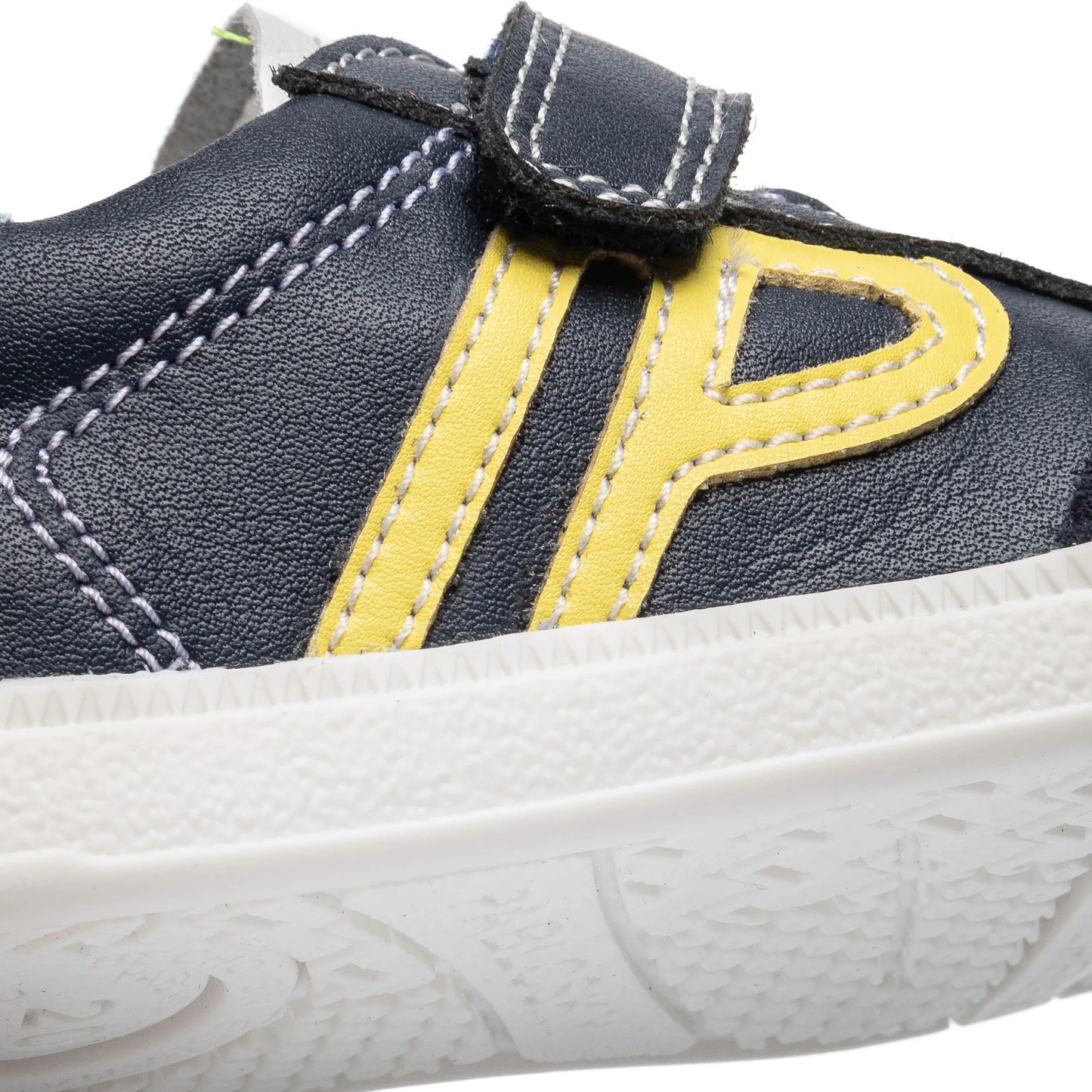 Pablosky velcro trainer navy yellow  - 070420 - Kirbys Footwear Ltd