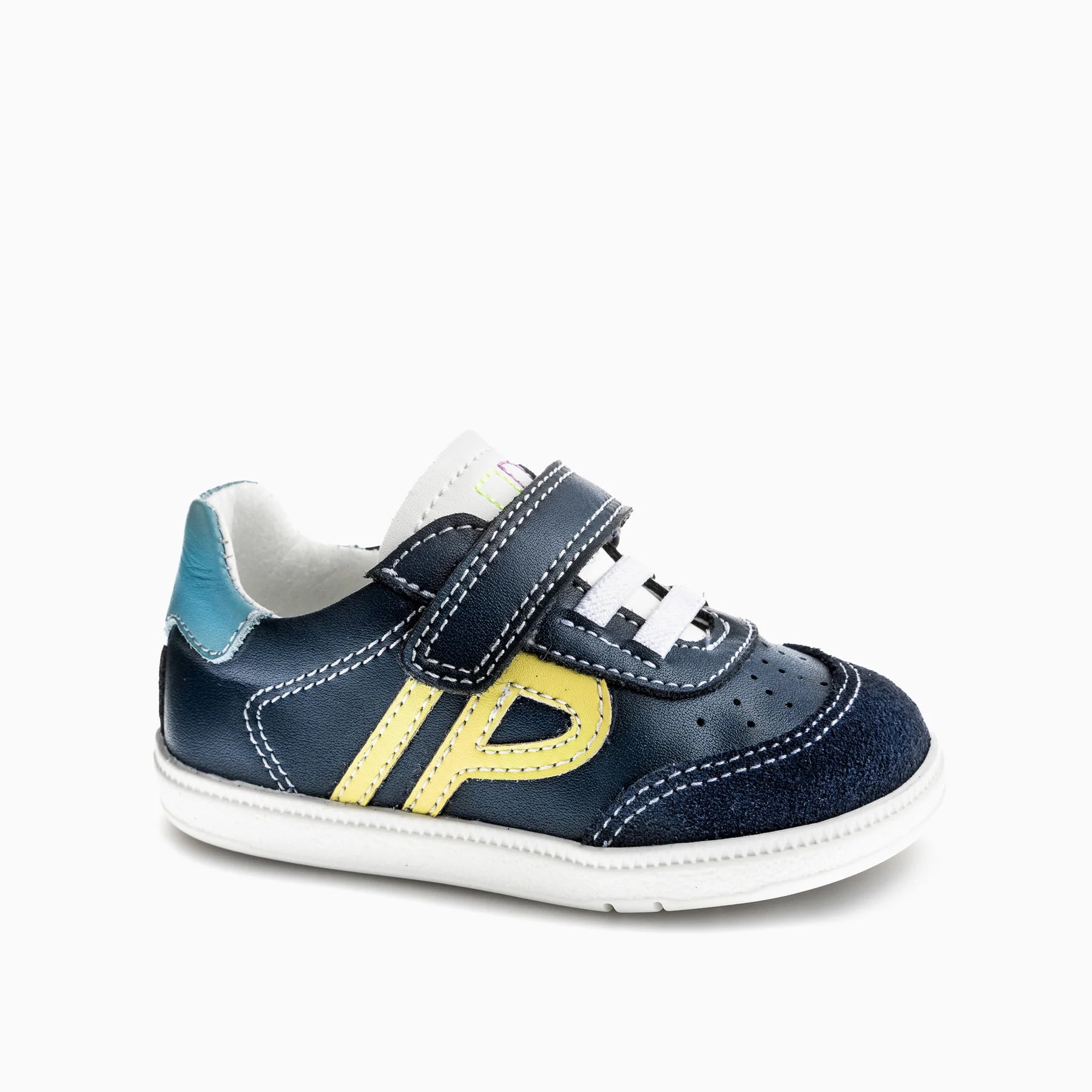 Pablosky velcro trainer navy yellow  - 070420 - Kirbys Footwear Ltd
