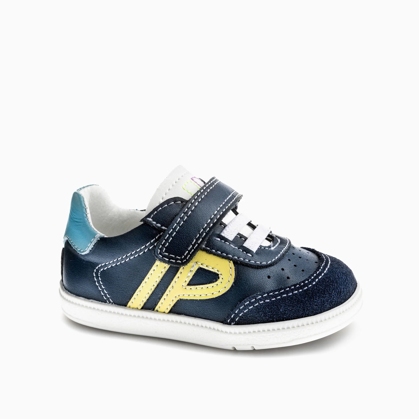 Pablosky velcro trainer navy yellow  - 070420 - Kirbys Footwear Ltd