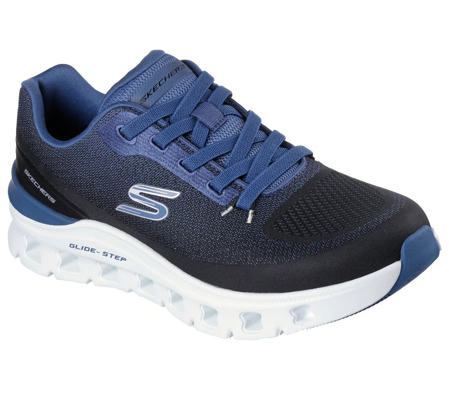 Skechers mens Glide step - pro waver - 233132 - black blue - Kirbys Footwear Ltd