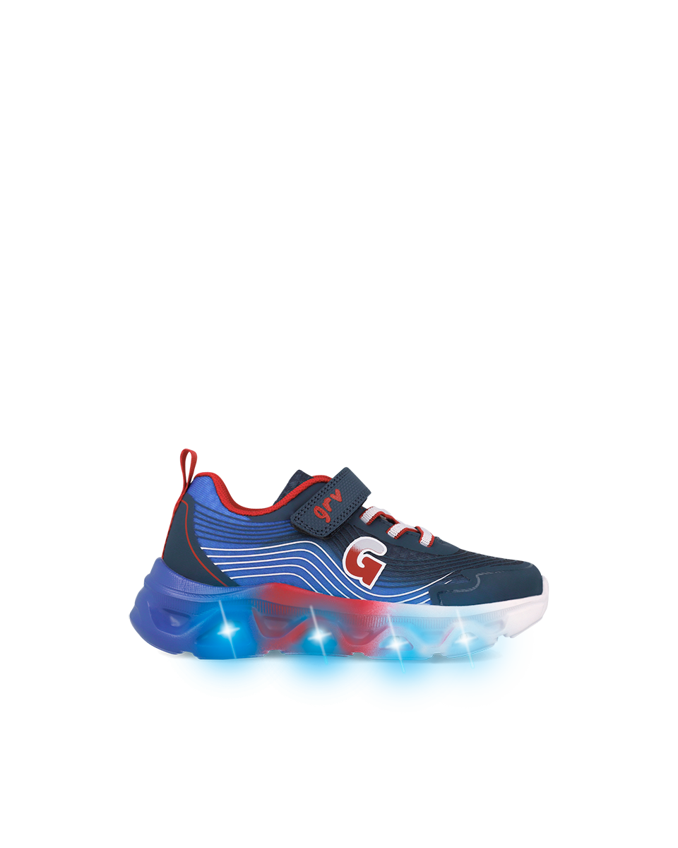 Garvalin navy red  trainer lights - 262725 - Kirbys Footwear Ltd