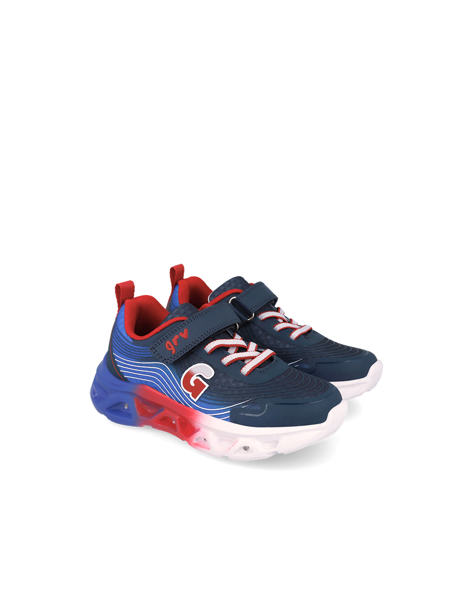 Garvalin navy red  trainer lights - 262725 - Kirbys Footwear Ltd