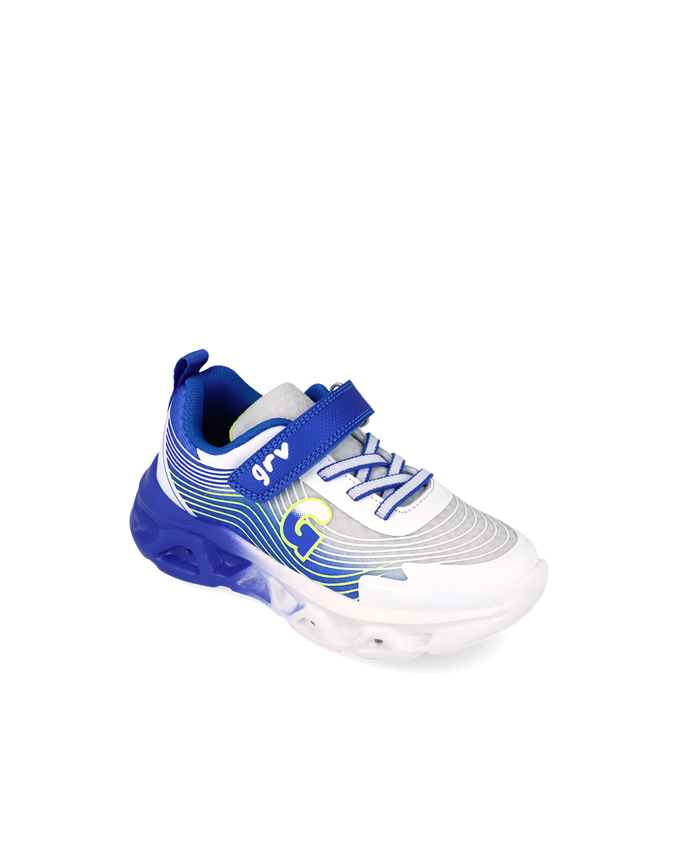 Garvalin white blue trainer lights - 262725 - Kirbys Footwear Ltd