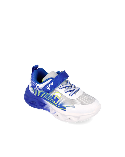 Garvalin white blue trainer lights - 262725 - Kirbys Footwear Ltd