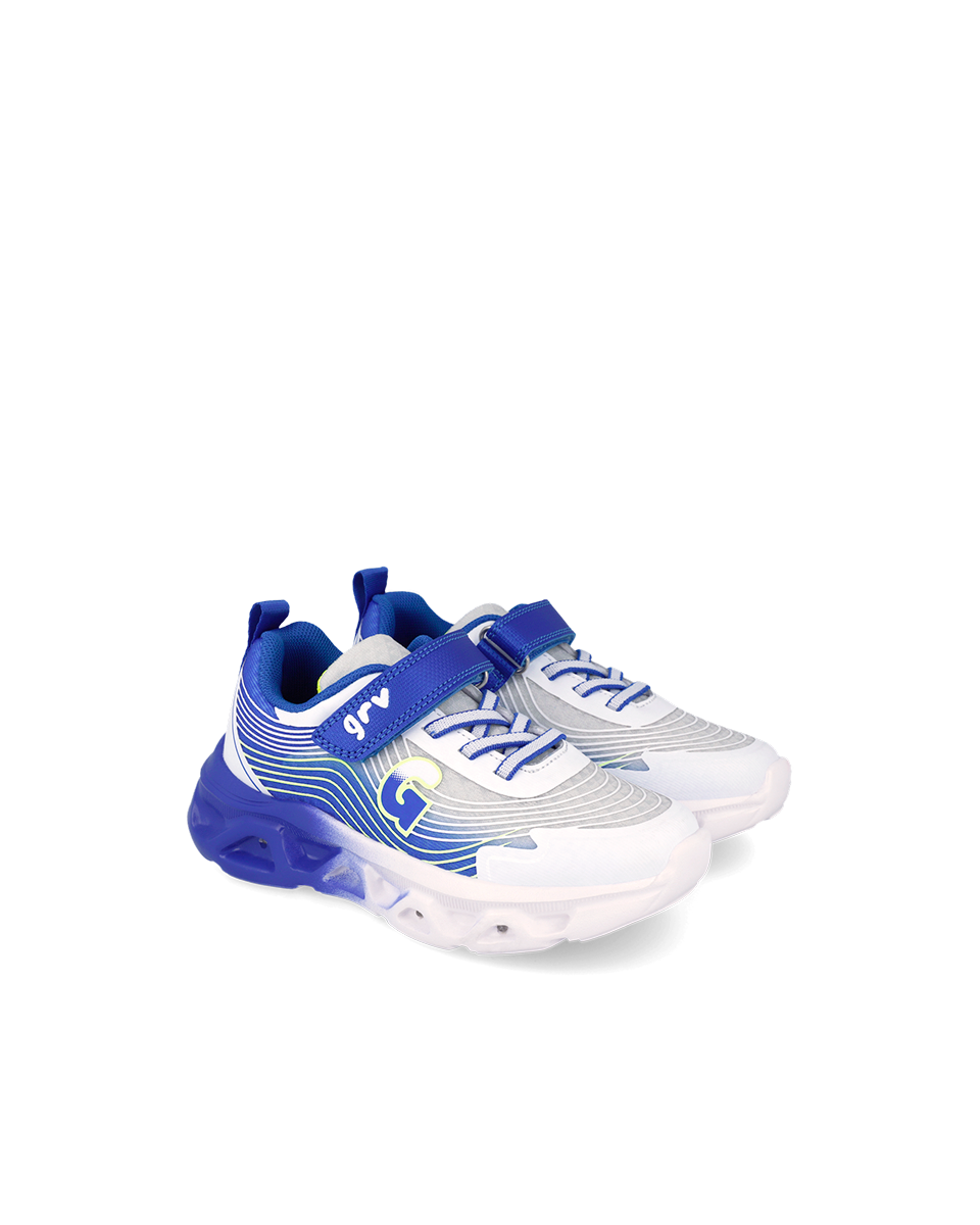 Garvalin white blue trainer lights - 262725 - Kirbys Footwear Ltd