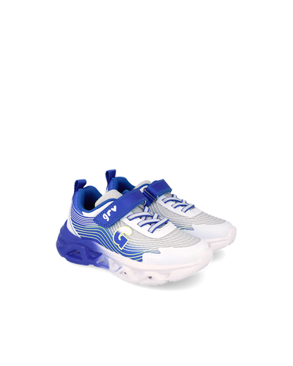 Garvalin white blue trainer lights - 262725 - Kirbys Footwear Ltd