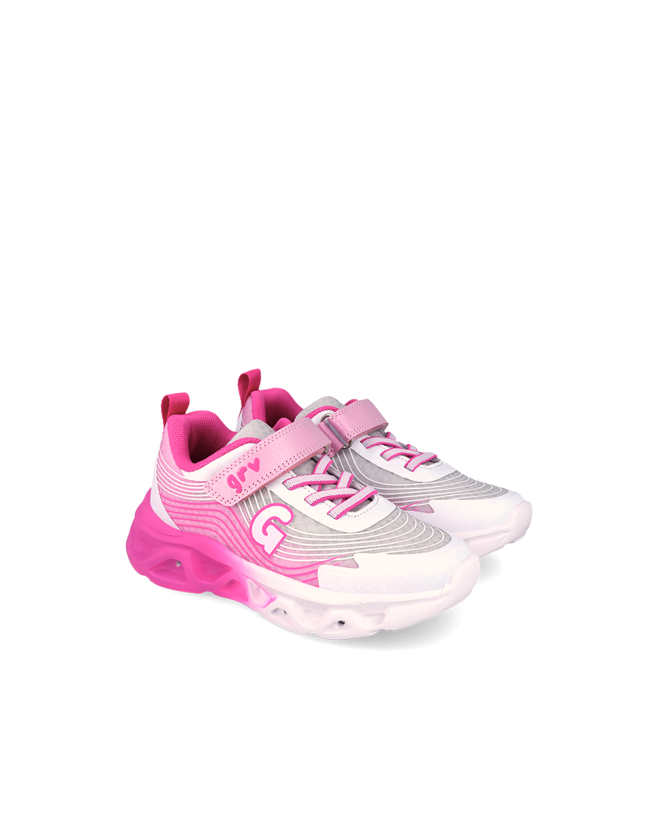 Garvalin white pink trainer lights - 262725 - Kirbys Footwear Ltd