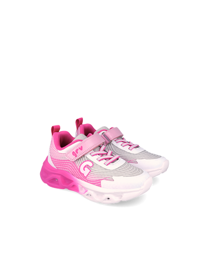 Garvalin white pink trainer lights - 262725 - Kirbys Footwear Ltd
