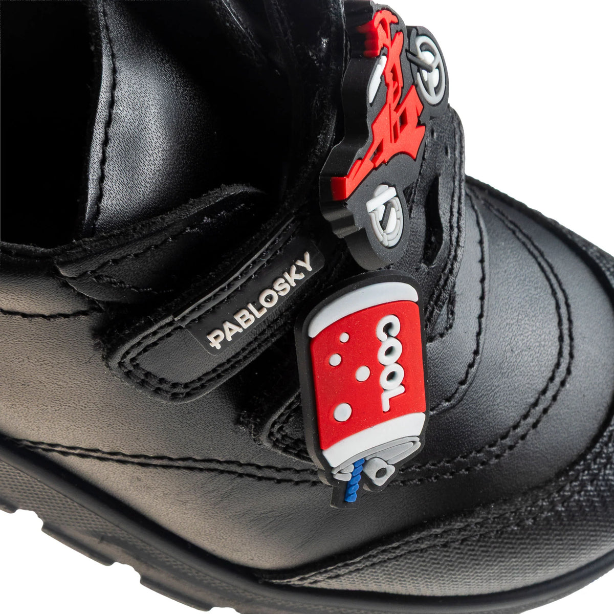 Pablosky velcro black leather 362310 – angle view