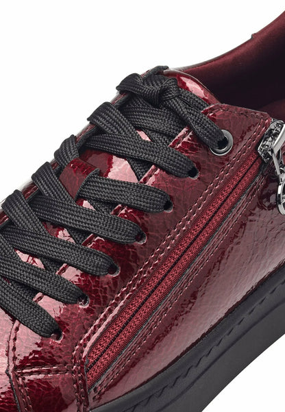 Tamaris lace trainer Bordeaux patent 23313