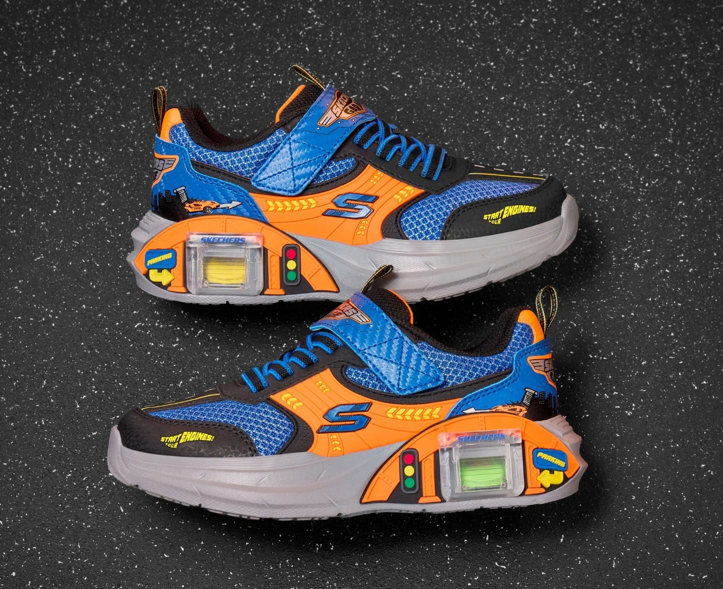 Skechers garage - orange blue