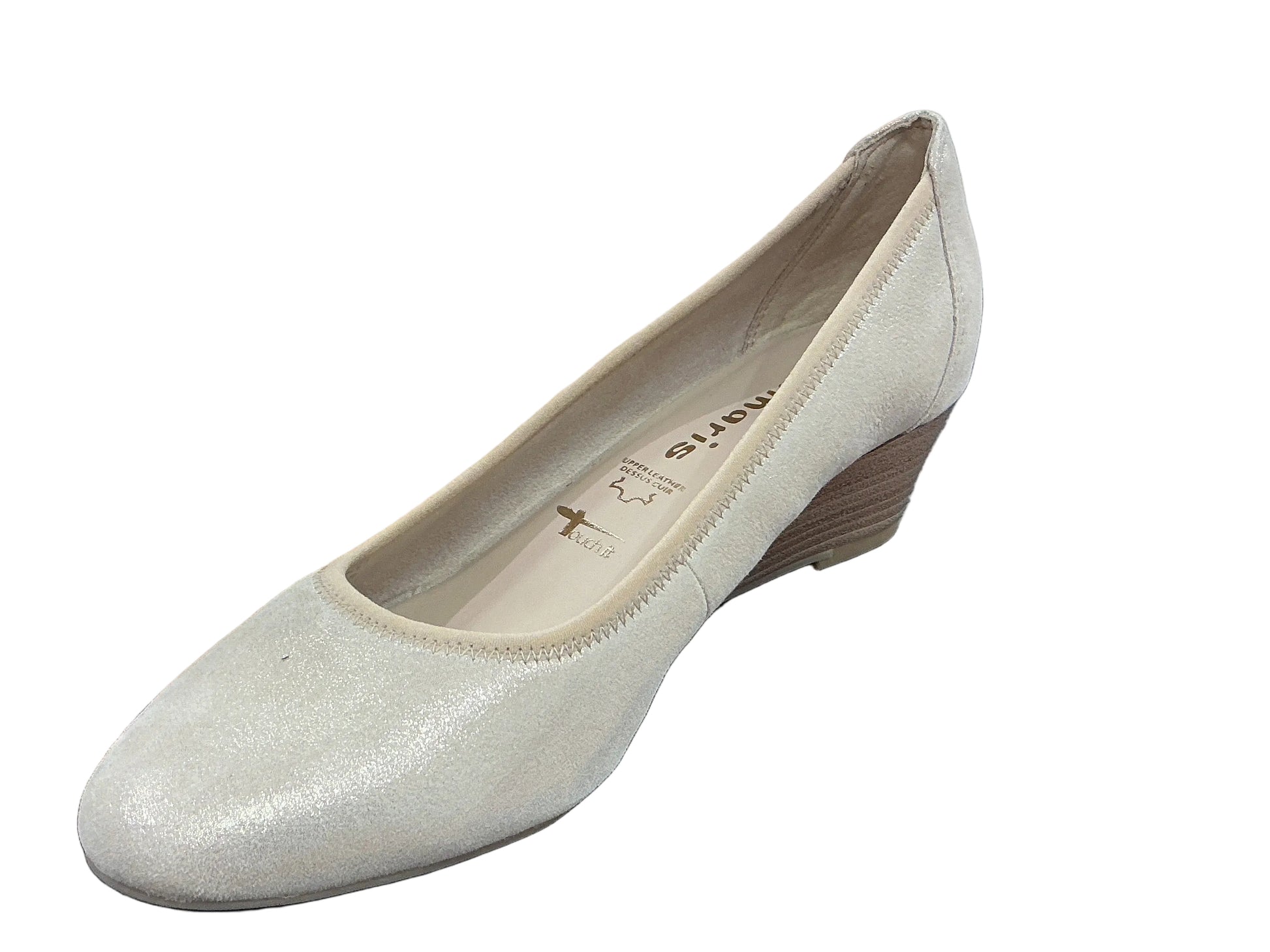 Tamaris wedge slip on - champagne - 22320 - Kirbys Footwear Ltd