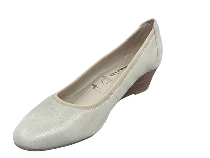 Tamaris wedge slip on - champagne - 22320 - Kirbys Footwear Ltd