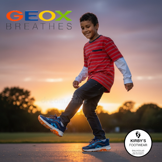 Geox Flexyper trainer lace navy orange - Kirbys Footwear Ltd
