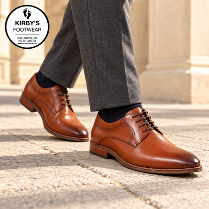 NINETY78 NTY047 Men's Leather Lace-Up Shoes – Tan
