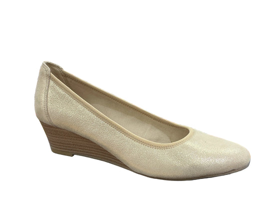 Tamaris wedge slip on - champagne - 22320 - Kirbys Footwear Ltd
