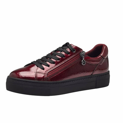 Tamaris lace trainer Bordeaux patent 23313