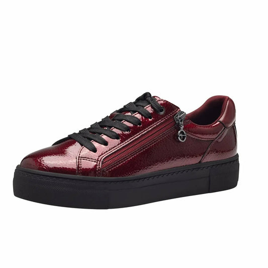 Tamaris lace trainer Bordeaux patent 23313