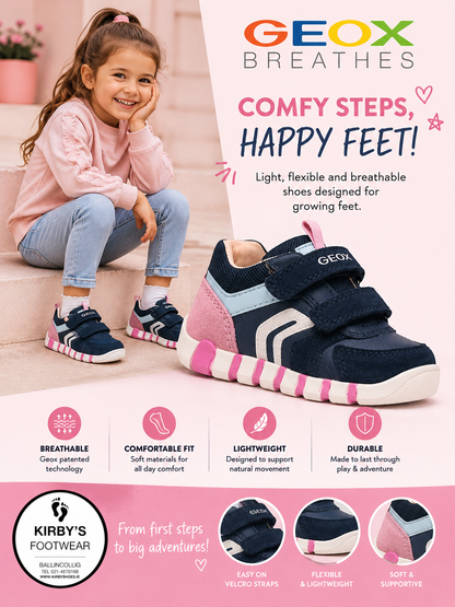 Geox Iupidoo velcro navy pink