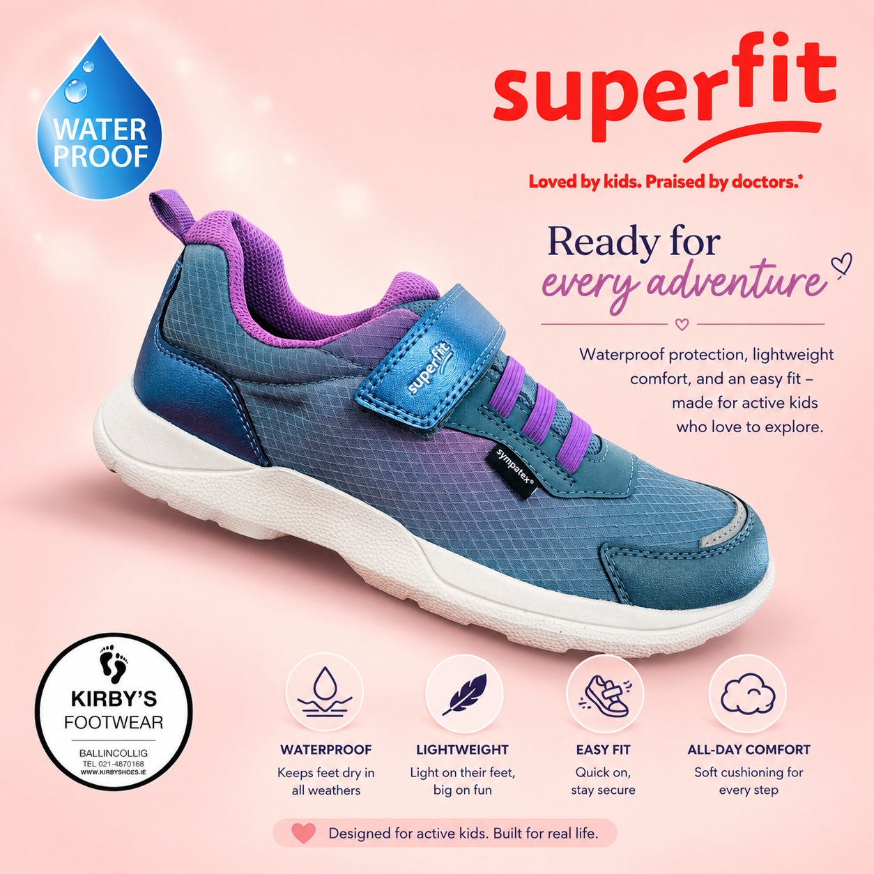 Superfit Rush waterproof navy pink - Kirbys Footwear Ltd