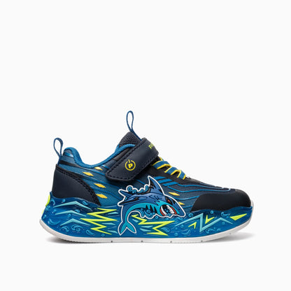 Pablosky trainer navy Shark lights velcro 985120 - Kirbys Footwear Ltd